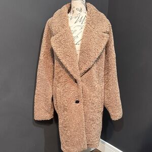 ZARA Tan Teddy Coat - M